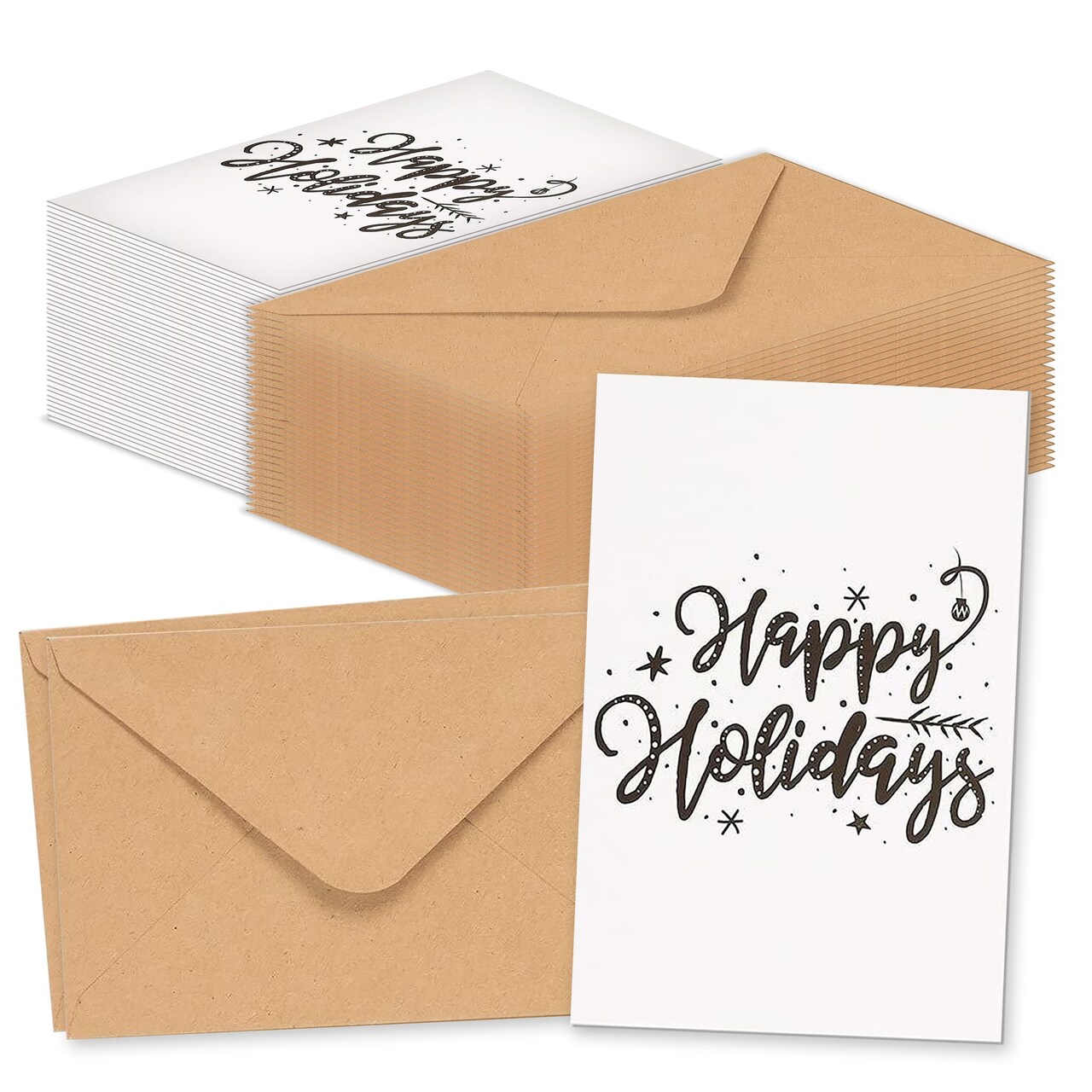 Best Paper Greetings 48 Pack Merry Christmas Greeting Cards, 4x6 Inches Xmas Note Card Box Set, Holiday Cards with Envelopes Blank Inside for Holiday Greetings, 6 Gold Foil Snowflake Designs